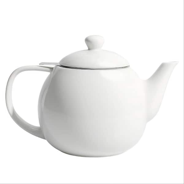 1-Cup 27 oz. Porcelain Teapots, Porcelain Tea pot with Removable Stainless Steel Infuser, Tea Pots for Loose Tea, White