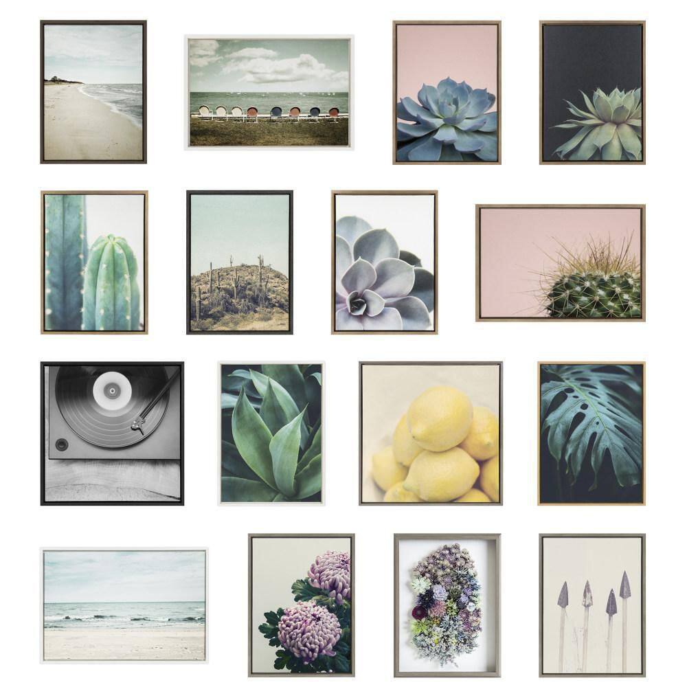 Set of 3 Gold Framed Succulent Canvas Prints