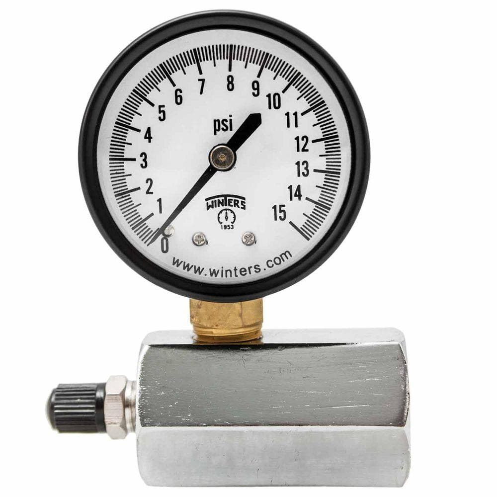 +/-3-2-3% Accuracy Winters PET Series Steel Dual Scale Gas Test Pressure Gauge with Polycarbonate Lens 3/4 FNPT Connection 2 Dial Display 0-30 psi/kpa 
