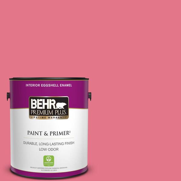 BEHR PREMIUM PLUS 1 gal. #120B-6 Watermelon Pink Eggshell Enamel Low Odor Interior Paint & Primer