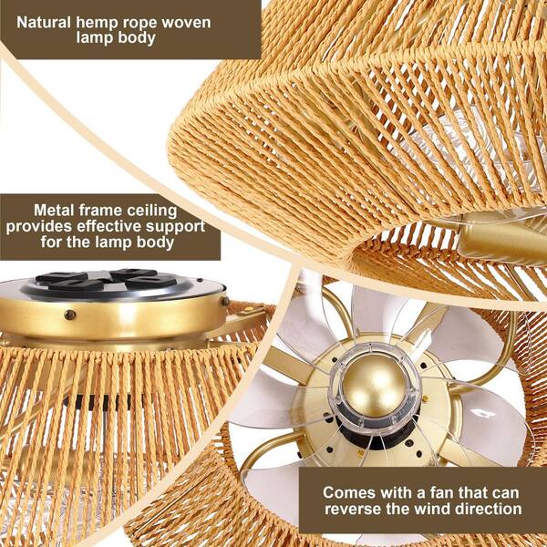 Pia Ricco 18.4 in. Indoor Yellow Low Profile Ceiling Fan