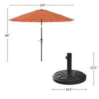 Pure Garden 10 ft. Aluminum Outdoor Market Patio Umbrella with Auto Tilt and Base in Terracotta 50-LG1053B