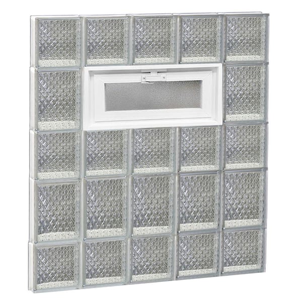 Clearly Secure 28.75 in. x 32.75 in. x 3.125 in. Frameless Diamond Pattern Vented Glass Block Window
