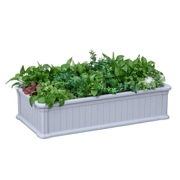 FORCLOVER 48.5 in. L x 23.5 in. D x 11.75 in. H Light Grey HDPE Planter Box Plastic Raise Garden Bed