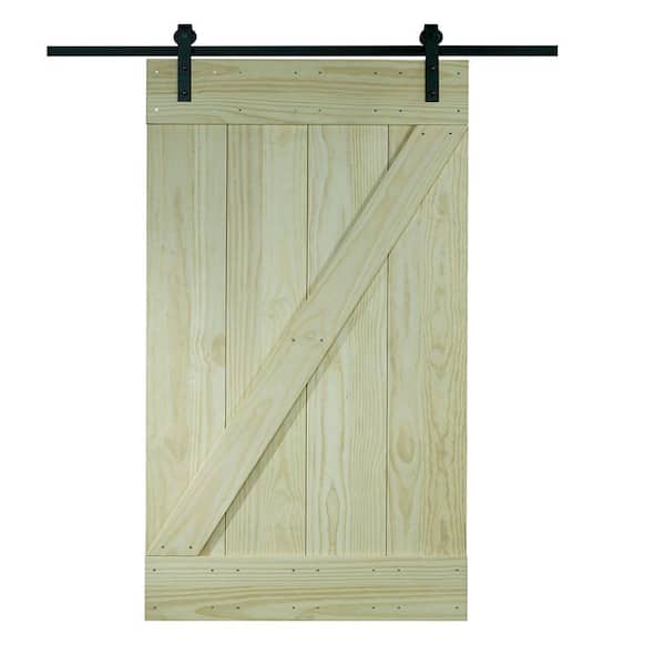 Pinecroft 32 in. x 81 in. Timber Hill Wood Ready to Assemble Sliding Barn Door with Hardware Kit - Door Assembly Required