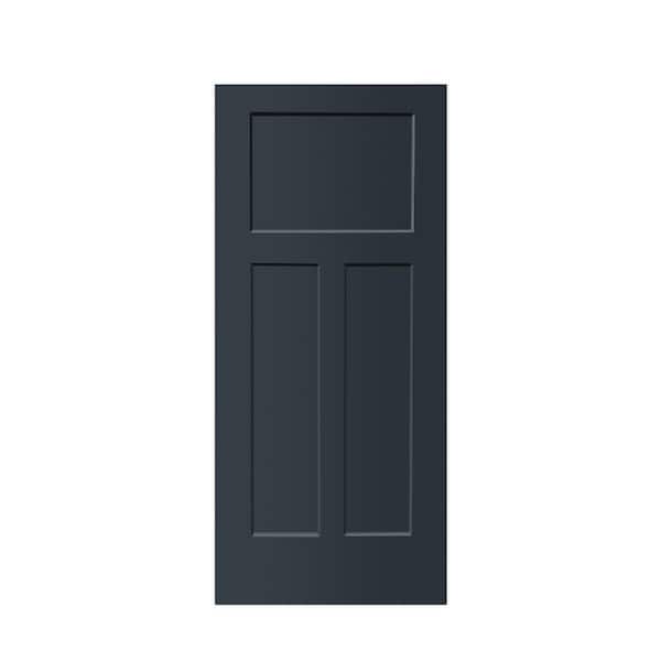 CALHOME 30 in. x 80 in. Charcoal Gray Stained Composite MDF 3-Panel Interior Barn Door Slab