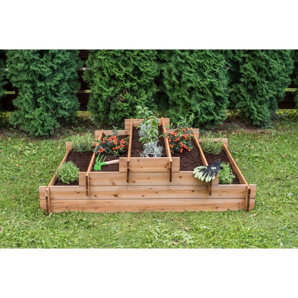 55" Brown Wood Tiered Raised Garden Bed Planter