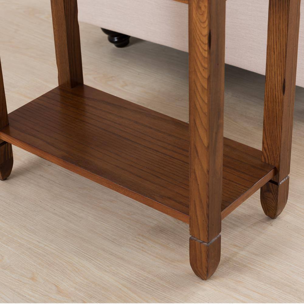 Rustic Oak and Slate Rectangular End Table