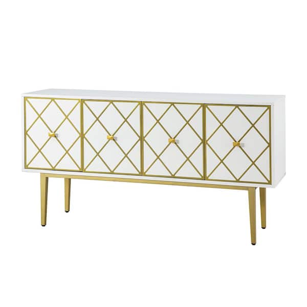 JAYDEN CREATION Fay White 63 in. Wide Sideboard with Metal Legs
