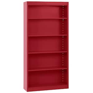 Welded Steel Bookcase ( 36 in. W x 72 in. H x 12 in. D ) Freestanding Cabinet in Red