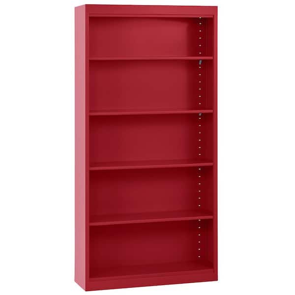 Sandusky Welded Steel Bookcase ( 36 in. W x 72 in. H x 12 in. D ) Freestanding Cabinet in Red