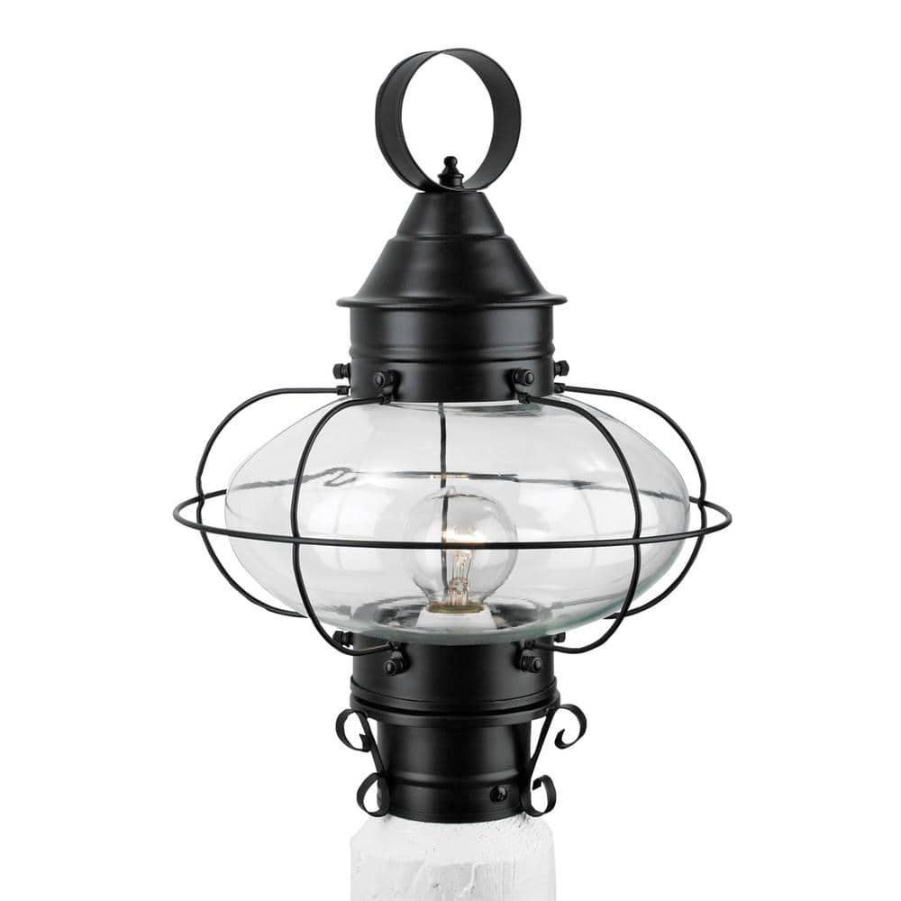 NORWELL Medium Cottage Onion 1Light Black with Clear Glass Post