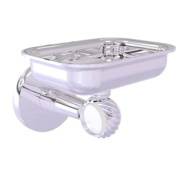 Allied Brass Clearview Wall Mounted Soap Dish Holder with Twisted Accents in Polished Chrome