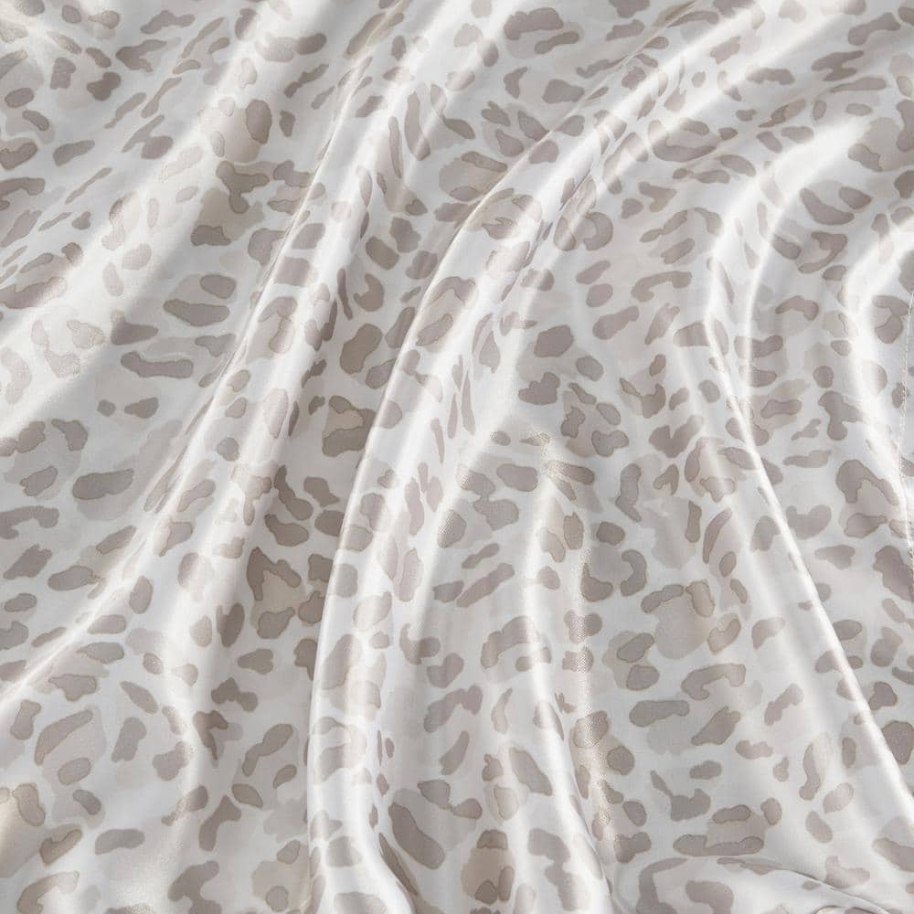 Taupe Leopard Satin Standard Pillowcase Set