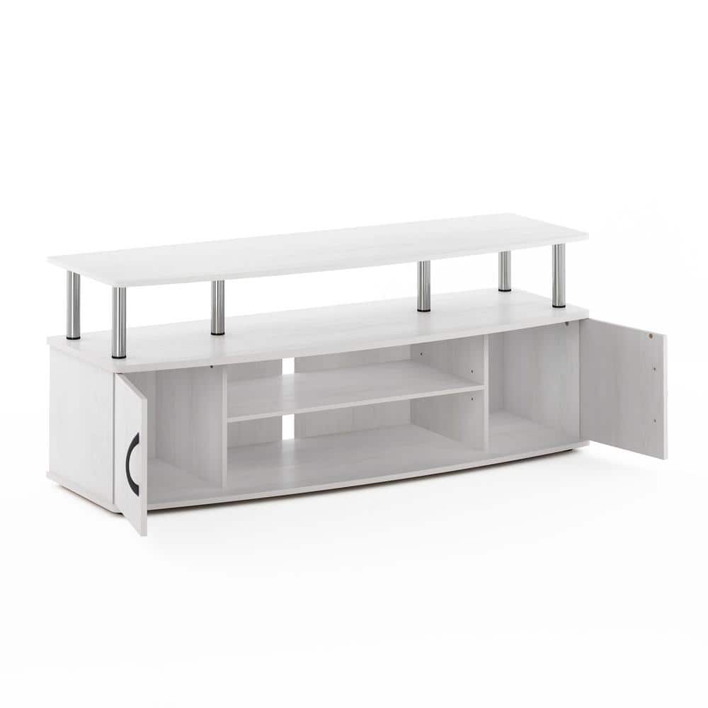 Modern White Oak 55" TV Stand with Stainless Steel Legs