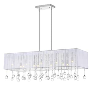 Water Drop 14 Light Drum Shade Chandelier With Chrome Finish