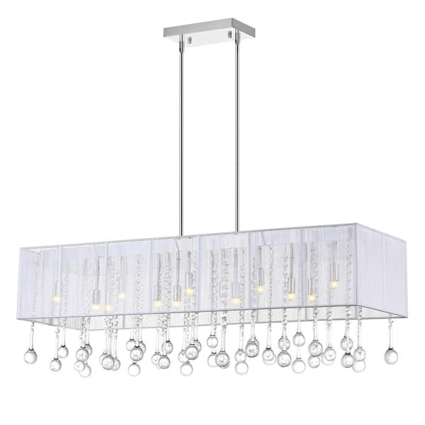 CWI Lighting Water Drop 14 Light Drum Shade Chandelier With Chrome Finish