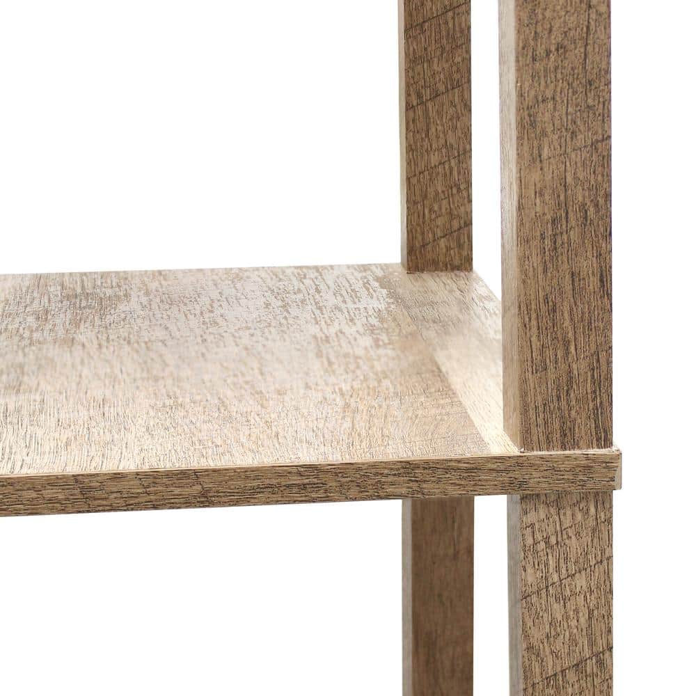 62.5" Black MDF 3-Tier Floor Lamp with Linen Shade