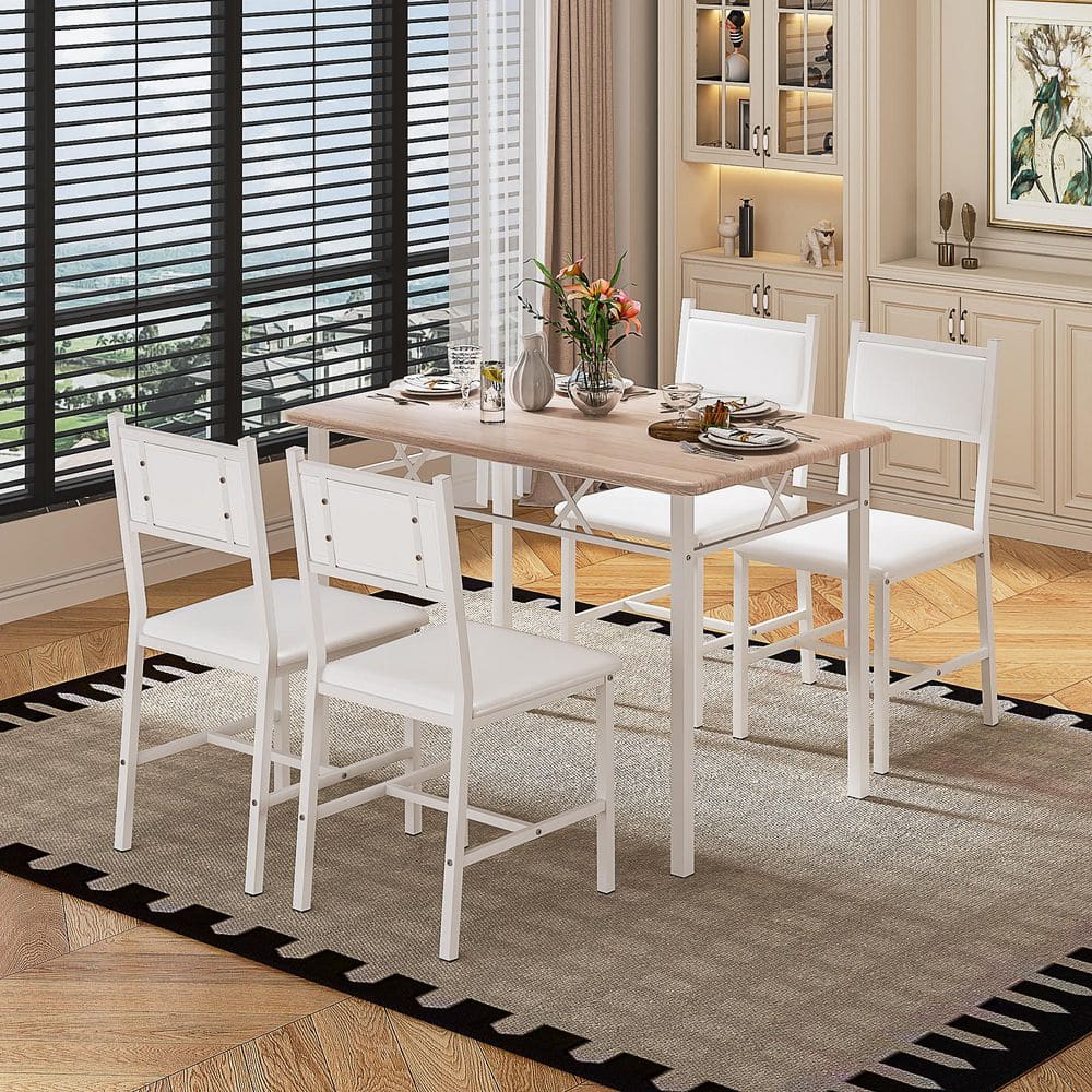 VECELO 5 Piece Dining Table Set for 4, Space-Saving Kitchen Table
