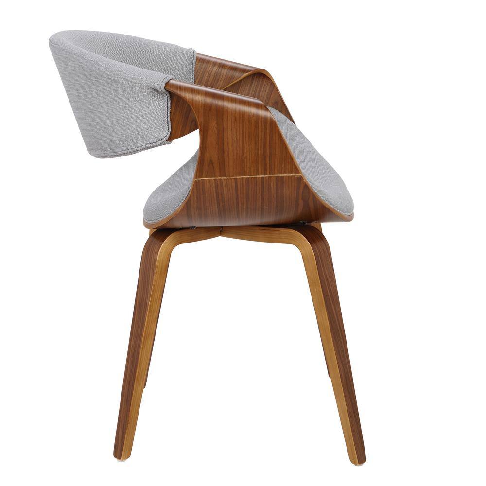 Curvo 22'' Walnut and Grey Contemporary Upholstered Side Chair