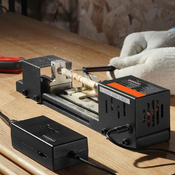 Compact Lathe Machine, Dimensions 2.76 x 6.3 in., 24VDC 96W, Includes Milling Machine Accessories, 7 Adjustable Speeds