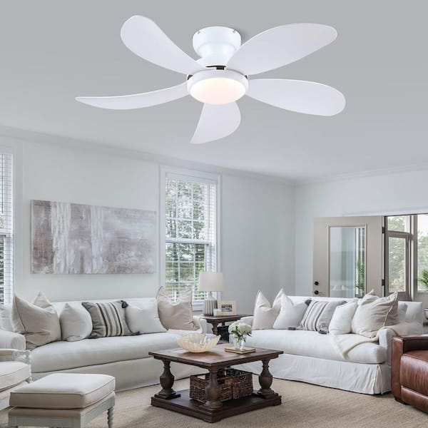 42 in. Indoor/Outdoor Modern White Ceiling Fan with Dimmable 3 Color LED Light and Remote/APP Control