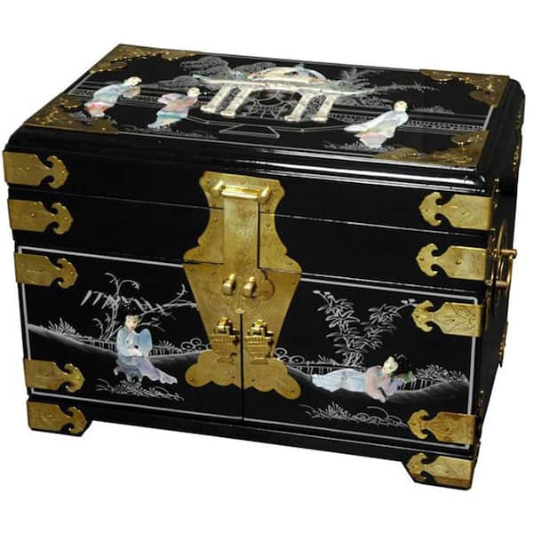 Oriental Furniture Oriental Furniture Daisi Lacquer Jewelry Box in Black