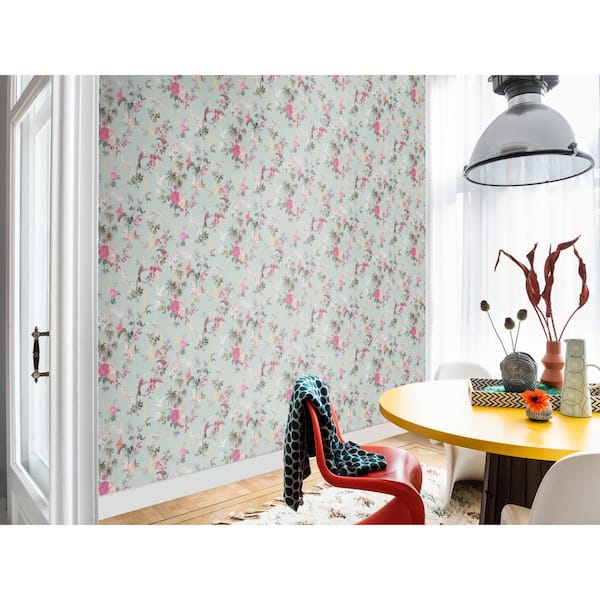 Walls Republic Dreamy Vintage Birds & Floral Light Blue Paper Strippable  Roll (Covers 57 sq. ft.) R6400 - The Home Depot