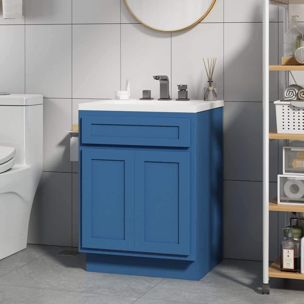 Elegant Blue Shaker-Style 24'' Bathroom Vanity Base Cabinet