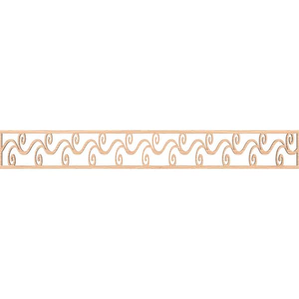 Ekena Millwork Tilden Fretwork 0.25 in. D x 46.5 in. W x 6 in. L Red Oak Wood Panel Moulding