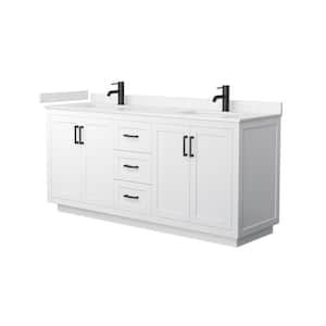 Miranda 72 in. W Double Bath Vanity in White with Cultured Marble Vanity Top in Light-Vein Carrara with White Basins
