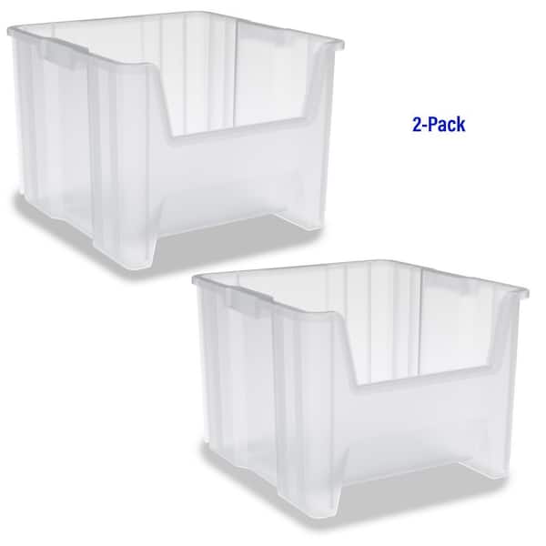 13018 Stak-N-Store Stackable Open Front Plastic Storage Bin, 17 1/2 in. D x 16 1/2 in. W x 12 1/2 in. H, Clear, 2-pack