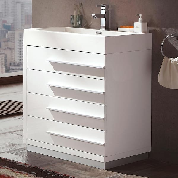 Livello 24 in. Bath Vanity in White with Acrylic Vanity Top in White with White Basin