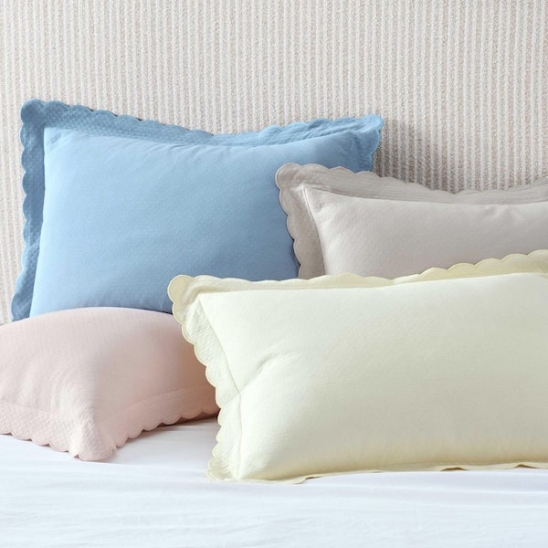 Martha Stewart フル/クイーン掛け布団カバー MARTHA STEWART Signature Scallop 3-Piece Mountain Range Blue