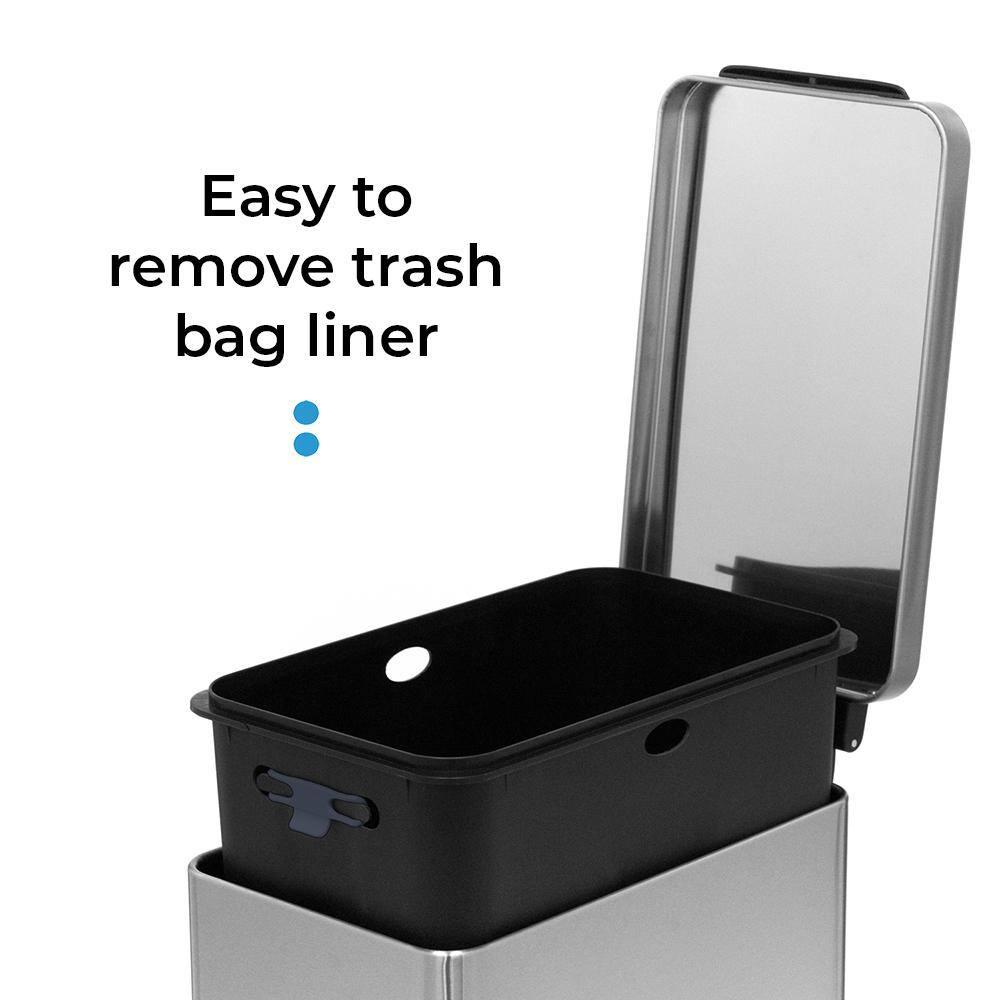 Slim Stainless Steel 8-Gallon Step Pedal Trash Can