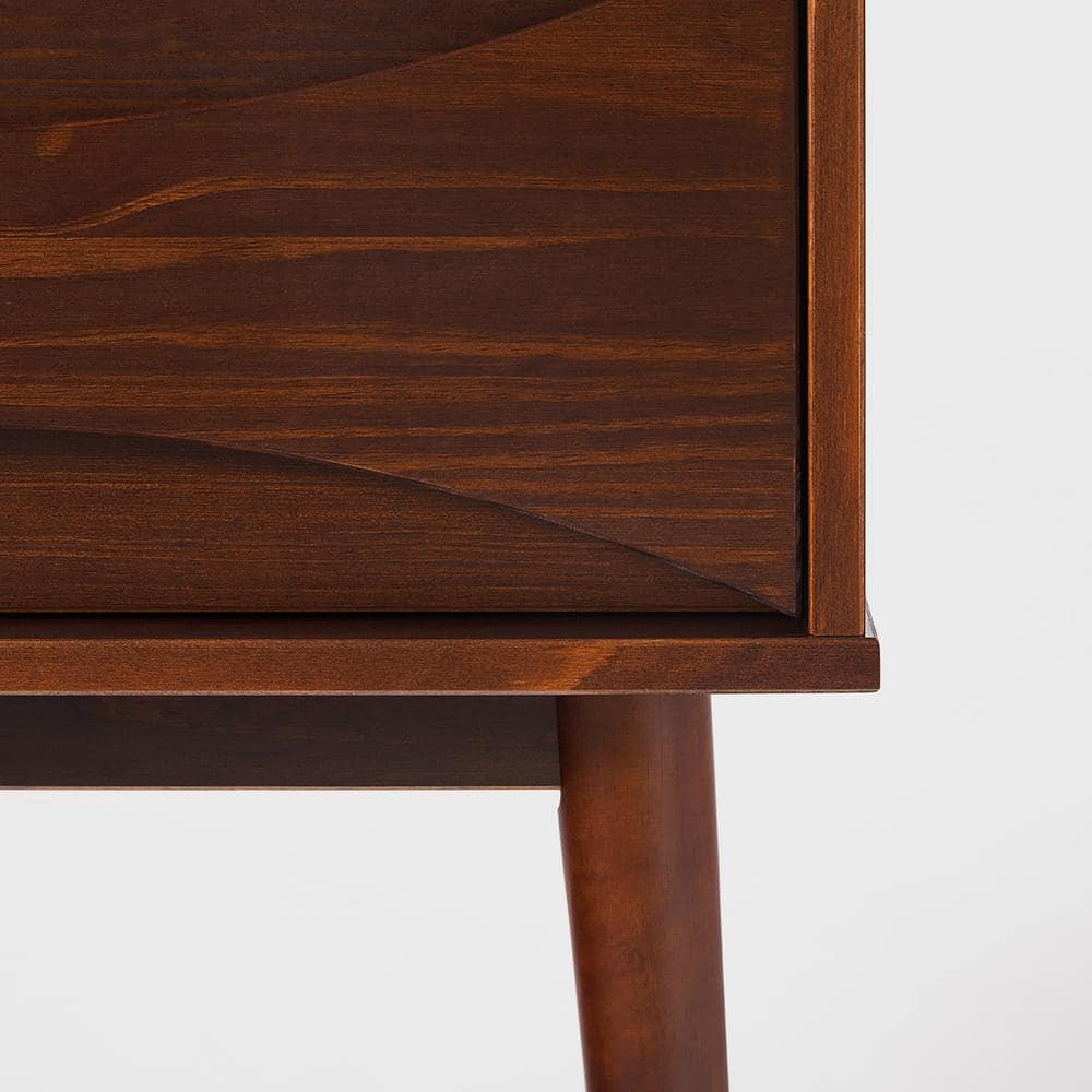 Walnut Solid Wood Mid-Century Modern 1-Drawer Nightstand