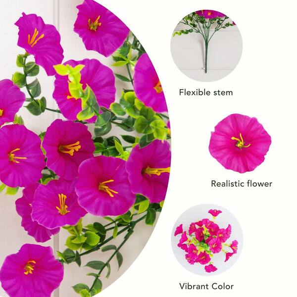 Nearly Natural 14 in. Fuchsia UV Resistant Artificial Morning