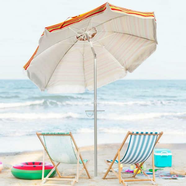 6.5 ft. Beach Patio Umbrella with Carry Bag in Orange