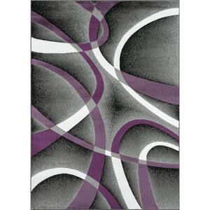 World Rug Gallery Modern Abstract Circles Gray 7 ft. 10 in. x 10