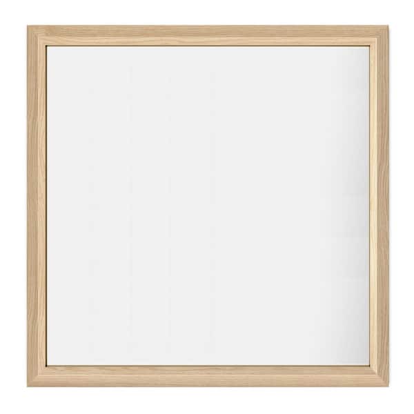 36 in. W x 36 in. H Square Aluminum Alloy Framed and Tempered Glass Wall Bathroom Vanity Mirror in Light Yellow Wood