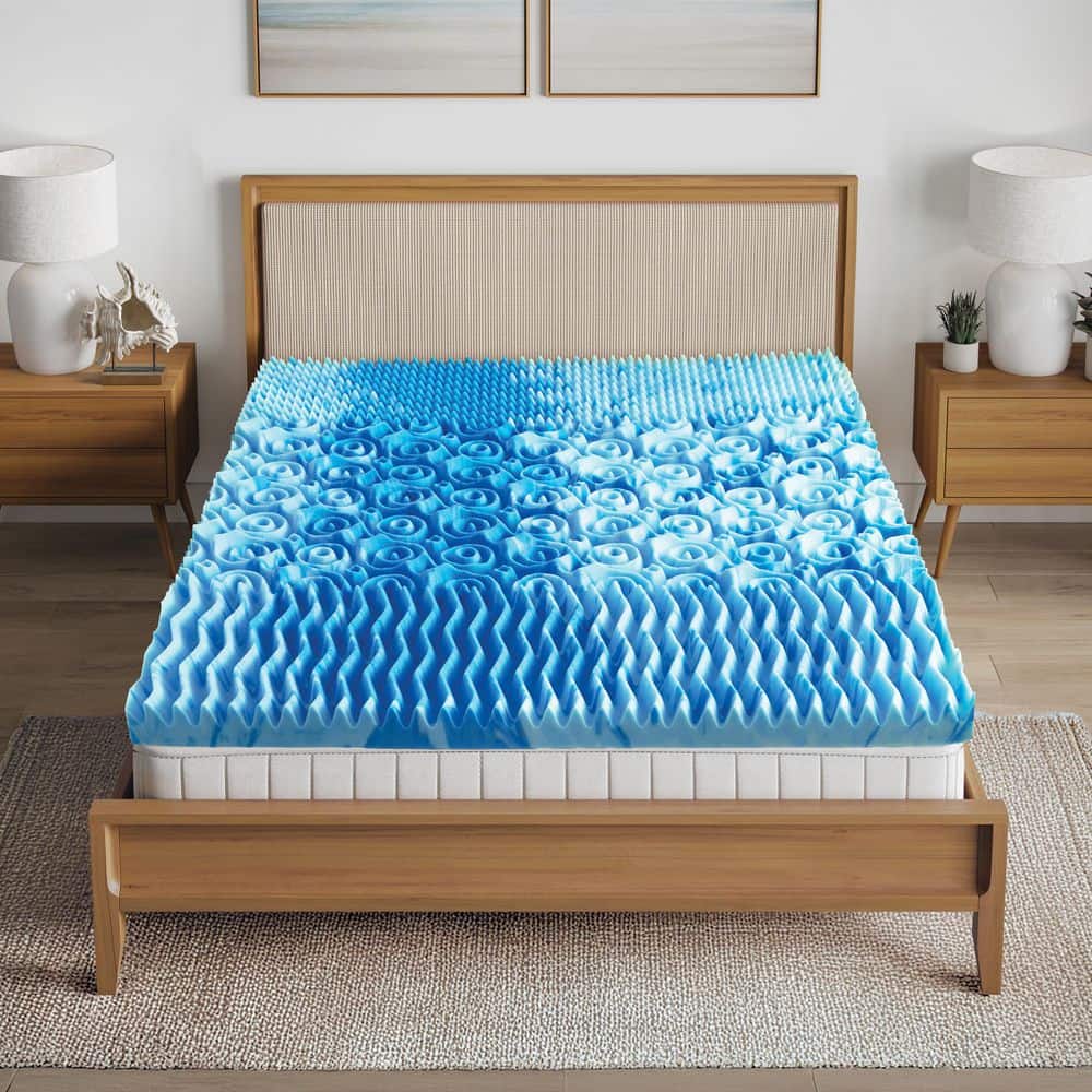 3 in. King Cooling Gel 7-Zone Memory Foam Mattress Topper, Medium Plush Sup