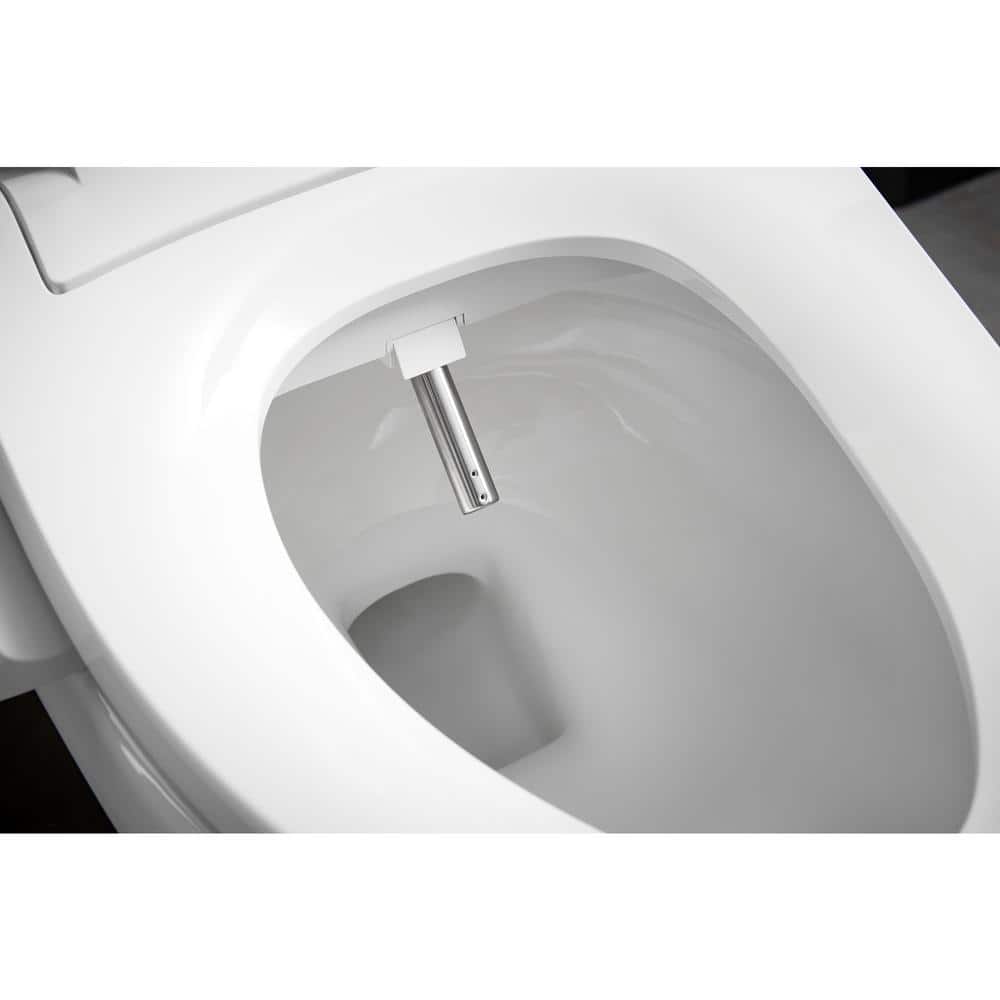 White Elongated Warm Water Bidet Toilet Seat with UV Sanitizing