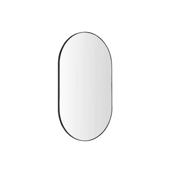 Avex 22 in. W x 36 in. H Oval Framed Wall Bathroom Vanity Mirror in Black
