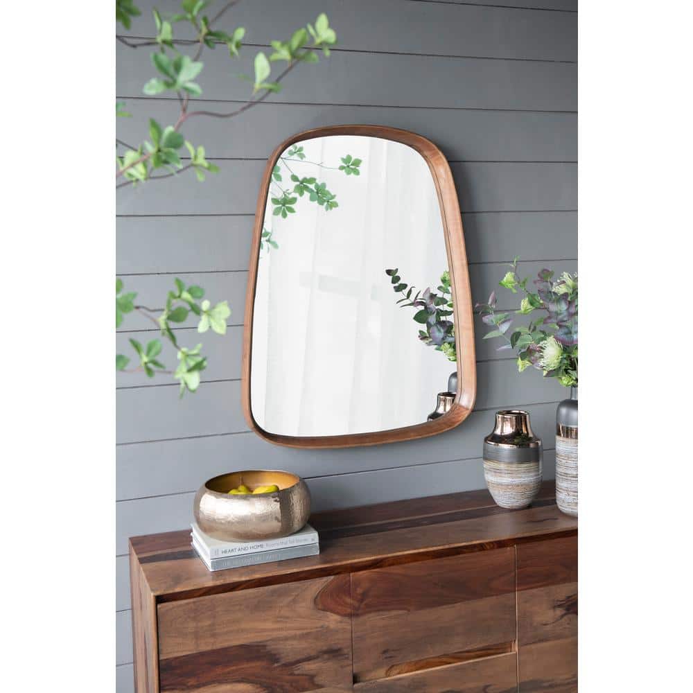 Wayne Light Brown Wood Rectangular Vanity Mirror