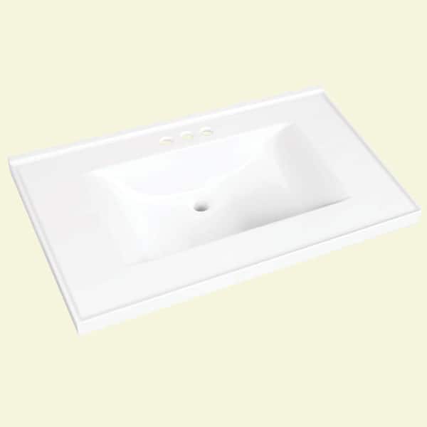Glacier Bay 31 in. W x 22 in. D Cultured Marble Vanity Top in White with White Sink