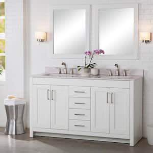 Westcourt 61 in. W x 22 in. D x 39 in. H Double Sink  Bath Vanity in White with Pulsar  Stone Composite Top