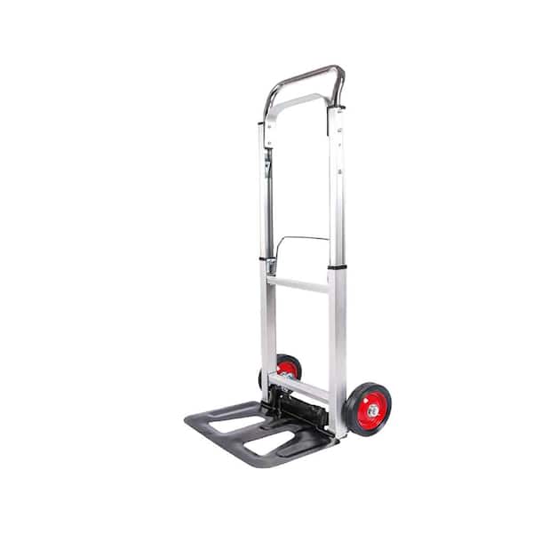 Aluminum Foldable Hand Truck with 6" Wheels and 220 lb. Capacity for Home, Garage, and Office Use