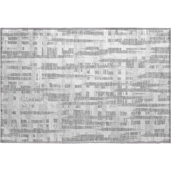 Mayfield Premium Machine Washable Abstract AMF1849 Gray 2 ft. x 3 ft. Area Rug