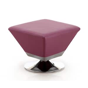Diamond Purple and Polished Chrome Swivel Ottoman