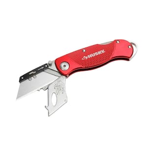 Folding Lock-Back Utility Knife, Red with 10-Blades